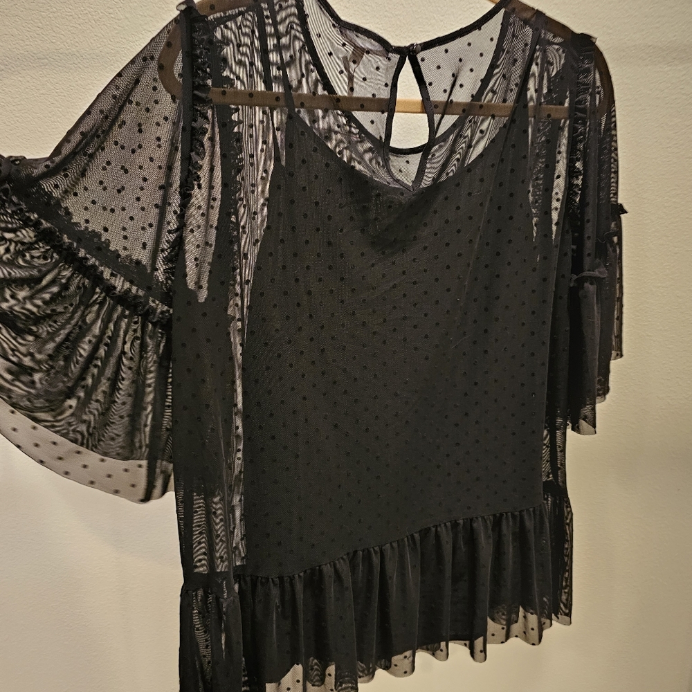 Black Swiss Dot Blouse - Picture 7 of 7